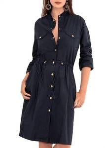 Gretchen Scott Designs Blue Buttoned Mini Dress